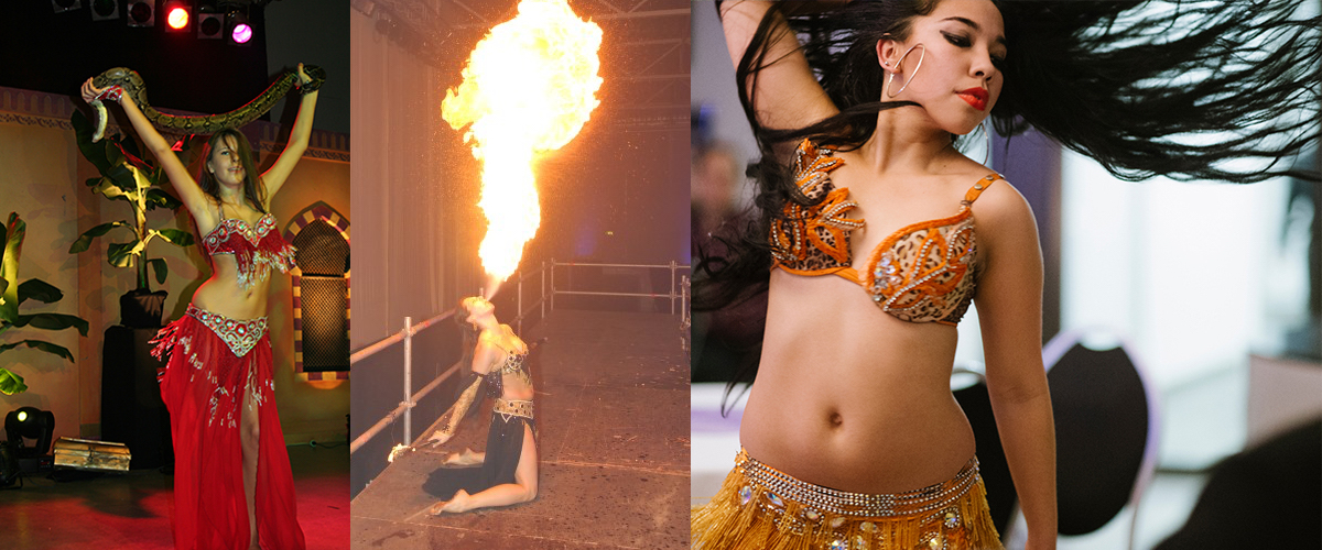Buikdanseres bij waterpijpenterras